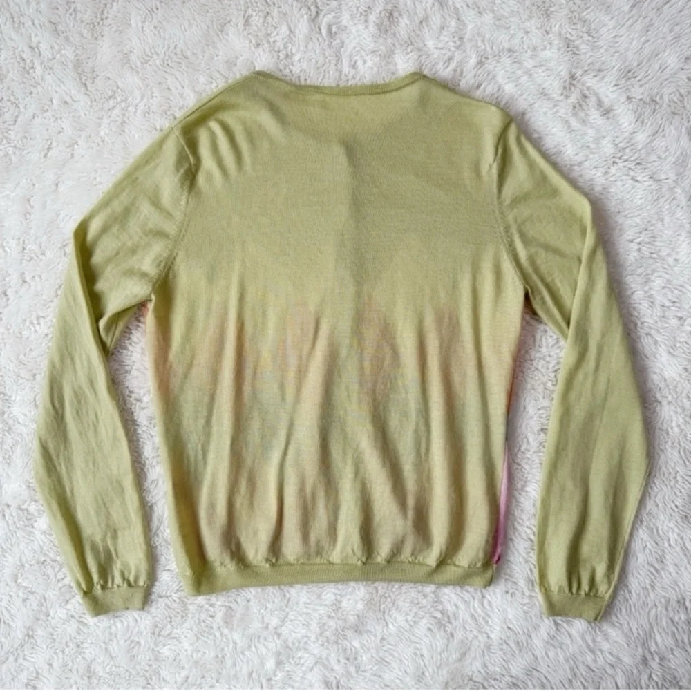 VTG Y2K 90s Women Pastel 100% Wool Argyle Button Down Cardigan Sweater Preppy - Picture 3 of 6